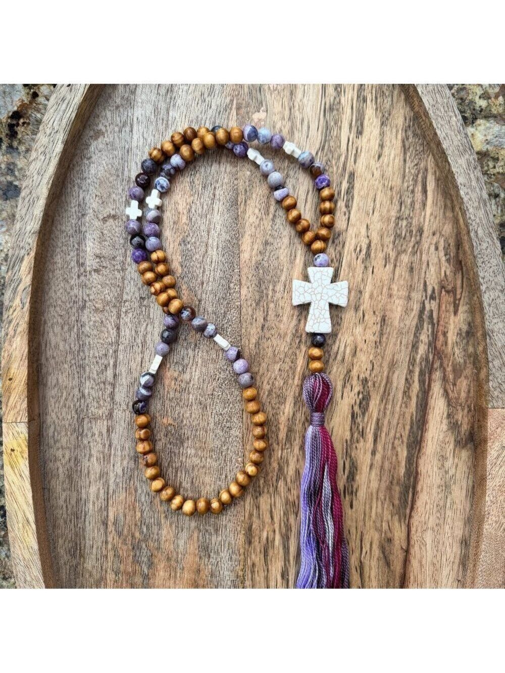 All Good Vibes Handmade Tassel Beaded Necklace (purple #2001)